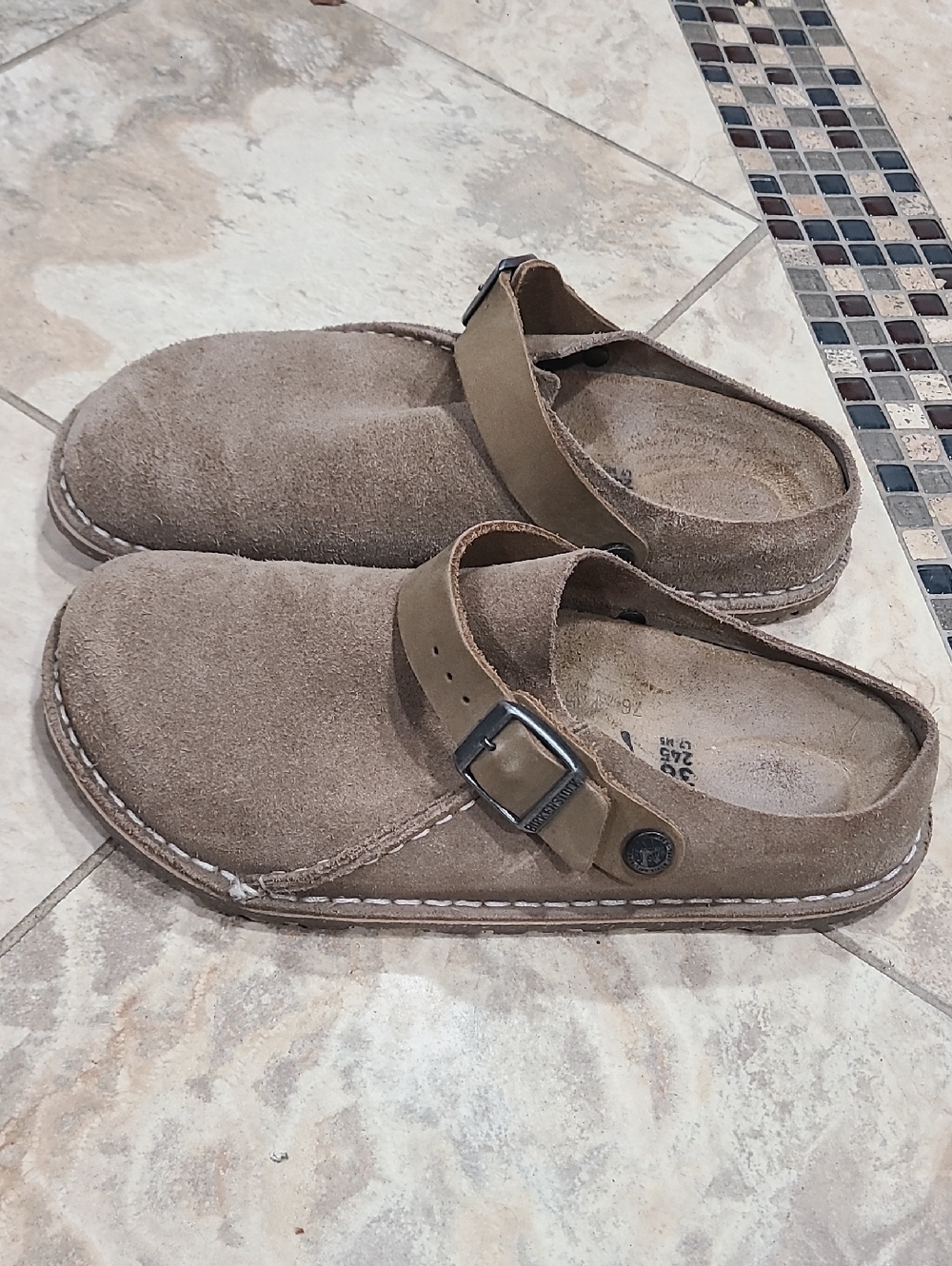 Birkenstock Women's Taupe Suede Slip-On Clog with Buckle